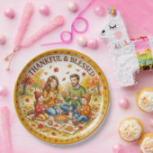 "Dankbaar & Gezegend" papieren bord voor het gezin (Feest)
