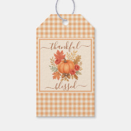 Dankbaar & Gezegend Pompoen | Herfst Dankdag Cadeaulabel