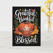 Dankbaar Gezegend Pompoen Koffie Herfst Dan Kaart (Gele Bloem)