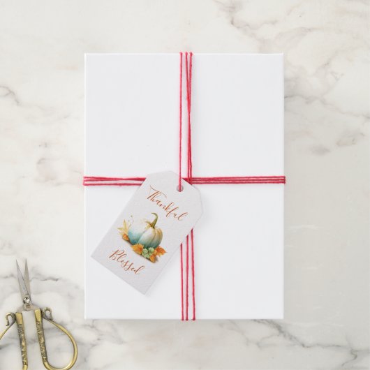 Dankbaar & Gezegend Pompoen Thanksgiving Cadeautag Cadeaulabel (Met Touw)