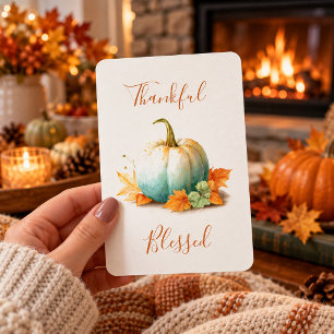 Dankbaar & Gezegend Pompoen Thanksgiving Kaart