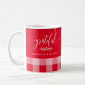 Dankbaar Gezegend Rood & Wit Geruit Koffiemok (Links)