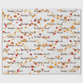 Dankbaar & Gezegend Tekst Met Herfstbladeren Cadeaupapier (Vlak)