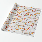 Dankbaar & Gezegend Tekst Met Herfstbladeren Cadeaupapier (Uitgerold)