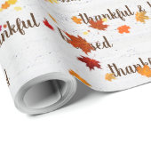 Dankbaar & Gezegend Tekst Met Herfstbladeren Cadeaupapier (Rol Hoek)