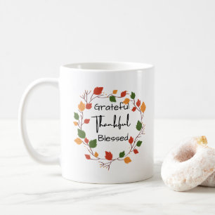 Dankbaar Gezegend Thanksgiving Bladeren Herfst Koffiemok