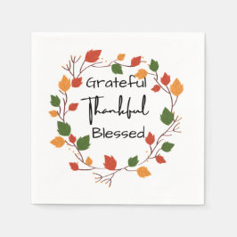 Dankbaar Gezegend Thanksgiving Bladeren Herfst Servet