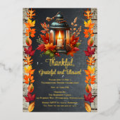Dankbaar Gezegend Thanksgiving-diner Folie Uitnodiging (Voorkant)