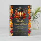 Dankbaar Gezegend Thanksgiving-diner Folie Uitnodiging (Staand Voorkant)