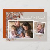 Dankbaar & Gezegend Thanksgiving Foto Feestdagenkaart (Voorkant / Achterkant)