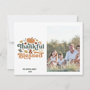 Dankbaar & Gezegend Thanksgiving Fotokaart