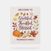 Dankbaar Gezegend Thanksgiving Herfst Acryl Bord (Voorkant)