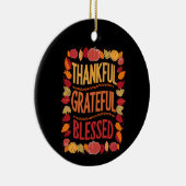 Dankbaar Gezegend Thanksgiving Herfst Keramisch Ornament (Rechts)