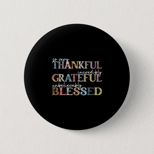 Dankbaar Gezegend Thanksgiving Herfst Ronde Button 5,7 Cm (Voorkant)