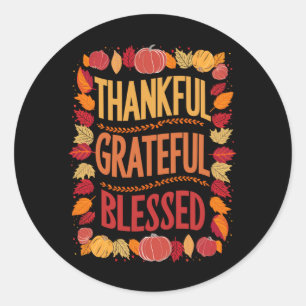 Dankbaar Gezegend Thanksgiving Herfst Ronde Sticker