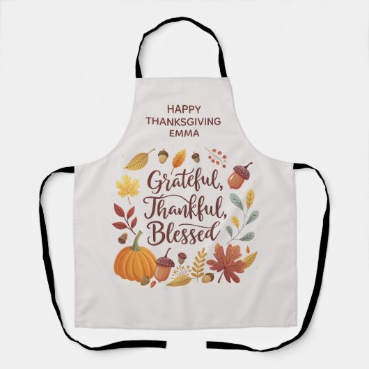 Dankbaar Gezegend Thanksgiving Herfst Schort (Voorkant)