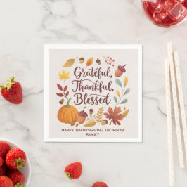 Dankbaar Gezegend Thanksgiving Herfst Servet