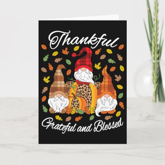Dankbaar Gezegend Thanksgiving Kabouter Pompoen Kaart (Voorkant)
