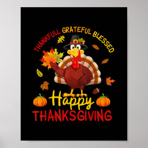 Dankbaar Gezegend Thanksgiving Kalkoen Vrouwen Poster