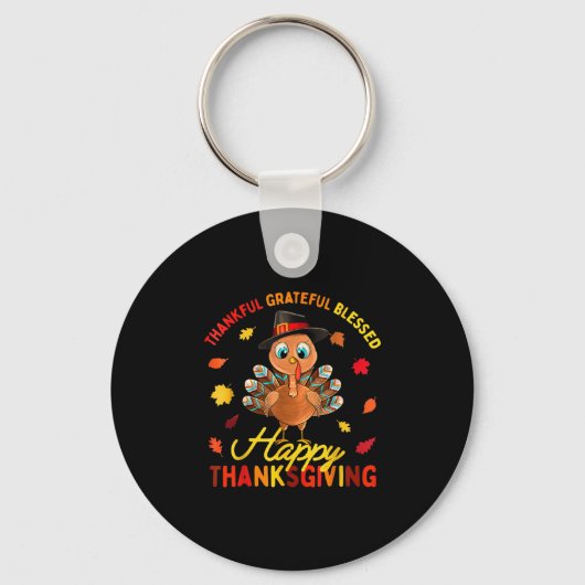Dankbaar Gezegend Thanksgiving Kalkoen Vrouwen Sleutelhanger (Voorkant)