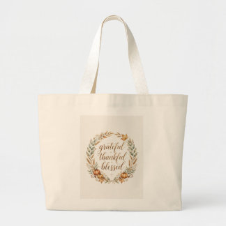 Dankbaar Gezegend Thanksgiving Krans T-shirt Grote Tote Bag