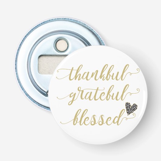 dankbaar gezegend thanksgiving vakantie button flesopener (Voorkant)