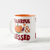 Dankbaar & Gezegend Tweekleurige Koffiemok (Voorkant links)