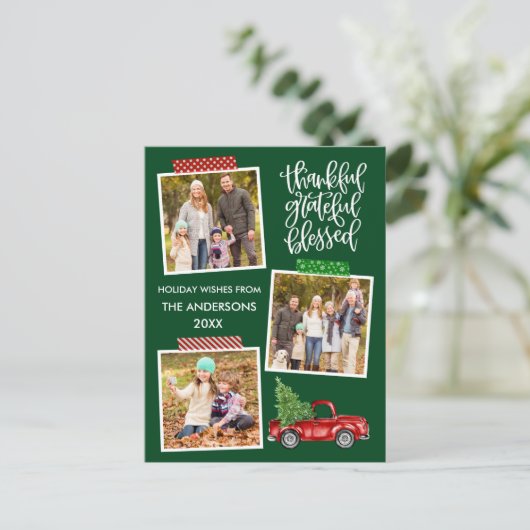 Dankbaar Gezegend Vrachtwagen Tape Foto Vakantie Briefkaart (Staand voorkant)