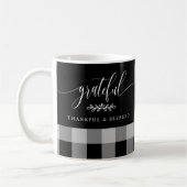 Dankbaar gezegend zwart en wit plakken koffiemok (Links)