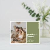 Dankbaar + Gezegende Groene Thanksgiving Foto Briefkaart (Staand voorkant)