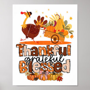 Dankbaar Gezegende Kalkoen Kerstmis Thanksgiving Poster