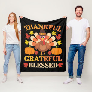 Dankbaar Gezegende Kalkoen Thanksgiving Fleece Deken