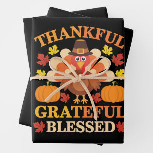 Dankbaar Gezegende Kalkoen Thanksgiving Inpakpapier Vel