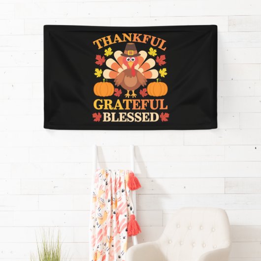 Dankbaar Gezegende Kalkoen Thanksgiving Spandoek (Insitu)