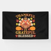 Dankbaar Gezegende Kalkoen Thanksgiving Spandoek (Horizontaal)