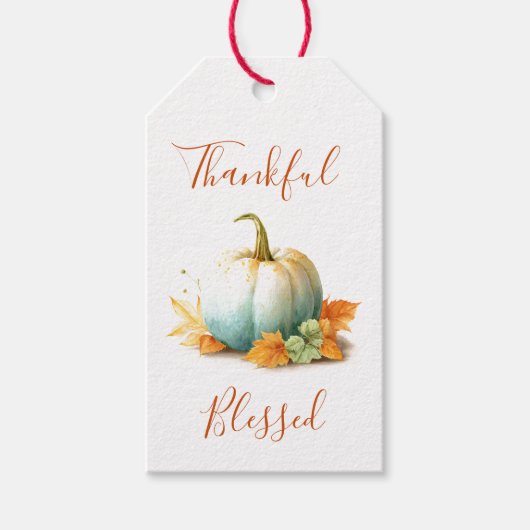Dankbaar & Gezegende Pompoen Thanksgiving Cadeaubi Cadeaulabel (Voorkant)