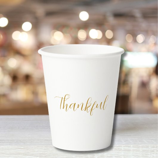 Dankbaar Gold Script Minimalistische Thanksgiving Papieren Bekers