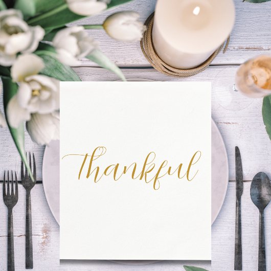 Dankbaar Gold Script Minimalistische Thanksgiving Servet