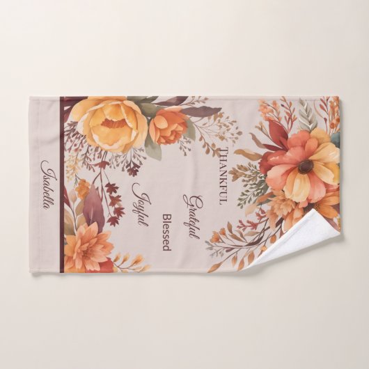 Dankbaar Grategul Gezegend Bloemen Thanksgiving Bad Handdoek (Handdoek)