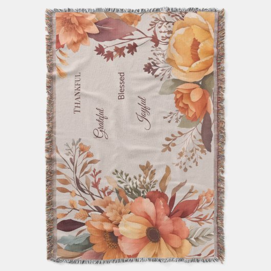 Dankbaar Grategul Gezegend Bloemen Thanksgiving Deken (Voorkant Verticaal)