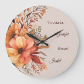 Dankbaar Grategul Gezegend Bloemen Thanksgiving Grote Klok (Voorkant)