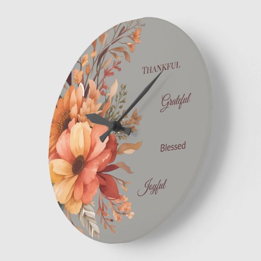 Dankbaar Grategul Gezegend Bloemen Thanksgiving Grote Klok (Hoek)