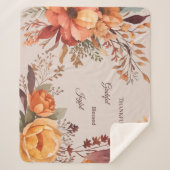 Dankbaar Grategul Gezegend Bloemen Thanksgiving Sherpa Deken (Voorkant)