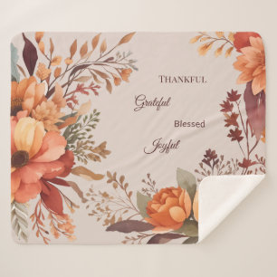 Dankbaar Grategul Gezegend Bloemen Thanksgiving Sherpa Deken