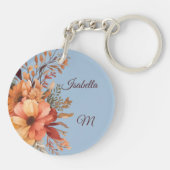 Dankbaar Grategul Gezegend Bloemen Thanksgiving Sleutelhanger (Achterkant)