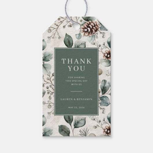Dankbaar Groen Botanisch Cadeaulabel (Voorkant)