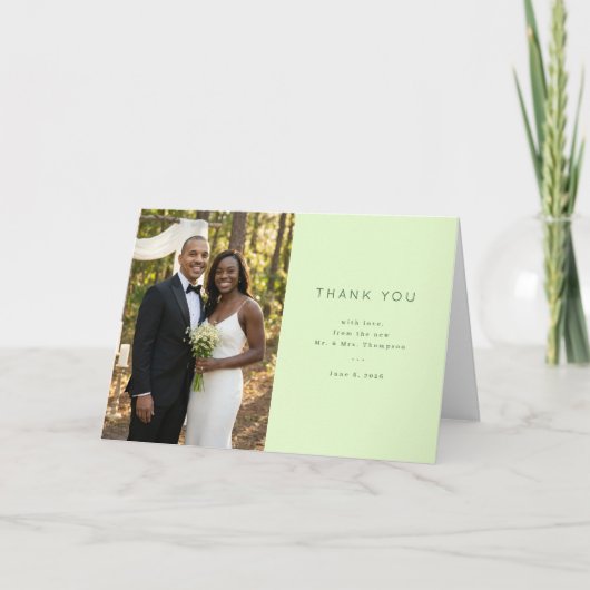 Dankbaar Groen Minimalistisch Foto Bedankkaart (Voorkant)