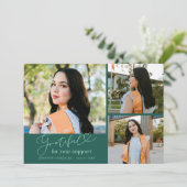 Dankbaar Groen Multi Foto Afstuderen Aankondiging (Staand voorkant)