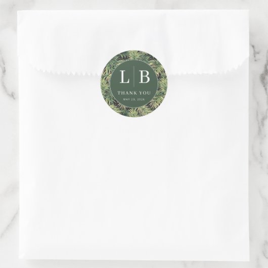 Dankbaar Groene Tropische Palm Ronde Sticker (Tas)