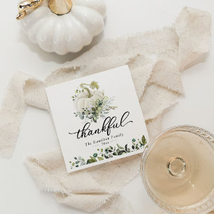Dankbaar Groene Witte Pompoen Thanksgiving Servet